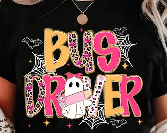 School Bus Driver Png, Spooky Teacher Halloween Png, Pink Leopard Ghost Png, Trick Or Teach Png, Teacher Pencil Bow