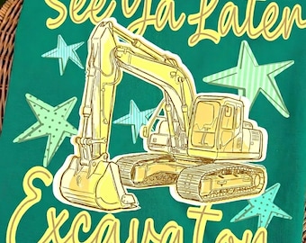 See Ya Later Excavator Png, Children Preppy Png, Summer Watercolor Boys, Trendy Preppy Pastel Vehicle Clipart, Trending Png