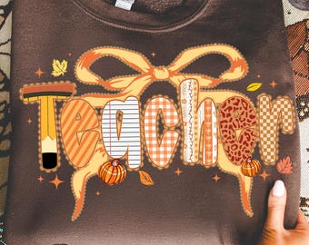 Teacher Fall Coquette Png, Preppy Teacher Autumn Png, Teach Love Inspire Png, Fall Teacher Lace, Back To School, Teacher Appreciation Gift