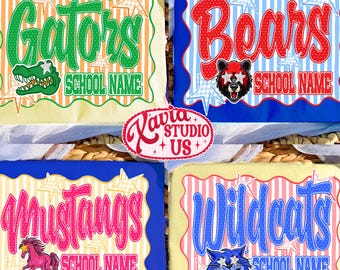 Custom Mascot Neon Striped Png, School Spirit Design, Neon Test Day Png, Polka Dots Varsity Letters, Back To School Sublimation, Test Day