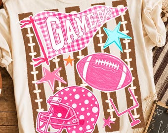 Touchdown PNG, Football Season PNG, Striped Football Mom Design, Football Fan Shirt, Fall Football Dots Gingham, Digital Download