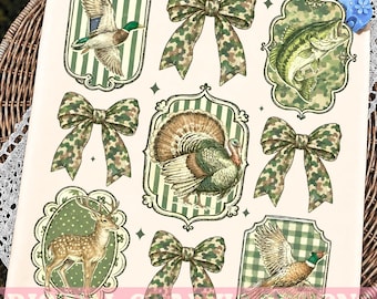 Hunting Season PNG, Vintage Glitter Camo Duck Graphic, Deer Turkey Hunter Design, Girly Kids Hunting Shirt Sublimation Download