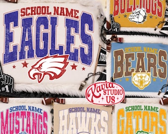 Custom Retro School Mascot Png, School Team Design, School Spirit Png, Varsity Letters, Game Day Png, Football Baseball Softball Team Png