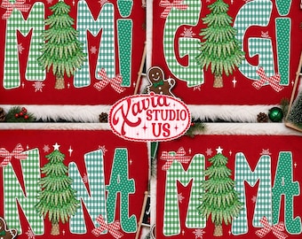 Christmas Mama Bundle PNG, Santa Checkered Leopard Red Green Png, Faux Glitter Png, Xmas PNG, Girly Christmas Png, Christmas Tree