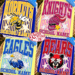 Custom Mascot Neon Striped Png, School Spirit Design, Neon Test Day Png, Preppy Whimsy Png, Back To School Sublimation, Test Day