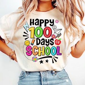 Happy 100 Days Of School Png, 100 Days Shirt, Kids 100 Days Brighter Png, 100 Days Of School Png, Bright Doodle, Teacher Png, Back To School