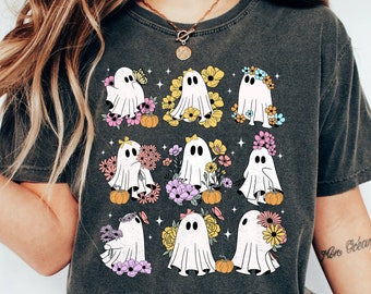 Cute Flower Ghosts Png, Spooky Girly Sheet Ghosts, Halloween Autumn Fall, Ghost Floral Halloween Png, Girly Halloween Png, Spooky Season Png