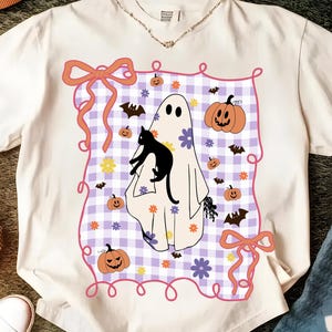 Cat Halloween Ghost Png, Preppy Halloween Spooky Png, Floral Coquette Spooky Png, Boho Halloween Png, Pastel Ghost Png, Halloween Shirt Png