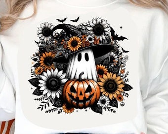 Halloween Png, Spooky Ghost, Halloween Ghost Pumpkin Png, Spooky Season Png, Pumpkins, Leaves Png, Sublimation, Instant Download, Ghouls