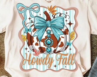 Preppy Howdy Fall Western Pumpkin png, Fall Cowhide Pumpkin, Fall png, Western Pumpkin PNG, Coquette Bow Pumpkin, Girly Fall Coquette png
