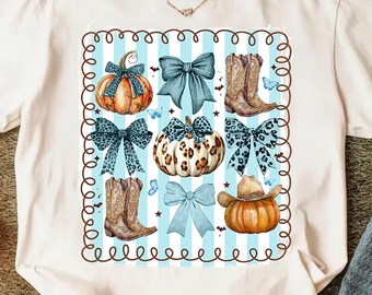 Preppy Howdy Fall Western Pumpkin png Sublimation, Fall Cowhide Pumpkin, Fall PNG, Western Pumpkin png, Oquette Bow Pumpkin,Turquoise png