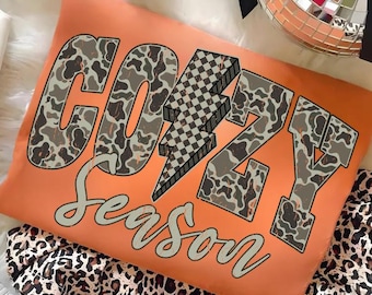 Cozy Season Camo Western PNG, Retro Camo Country Distressed Varsity Cowboy, Camouflage Sublimation Design For Shirt Png, Camo Cozy Season