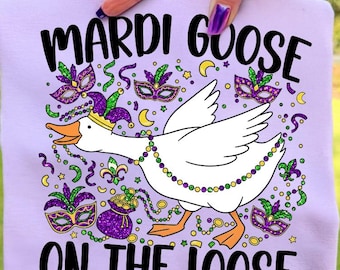 Funny Mardi Gras Goose PNG, Coquette Mardi Gras Shirt Design, Fat Tuesday Fleur De Lis Sublimation, Mardi Gras 2026 Digital Download