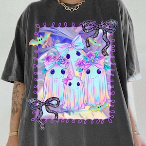 Preppy Floral Spooky Png, Iridescent Ghost PNG, Coquette Halloween, Preppy Halloween PNG, Girly Halloween Png, Cute Ghost , Digital Design