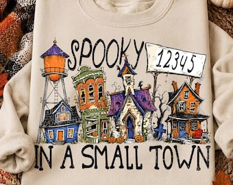 Personalized Halloween Town Png, Custom Town Name & Zip Code, Spooky Village Fall Shirt Design, Fall Halloween Png, Small Town Halloween Png