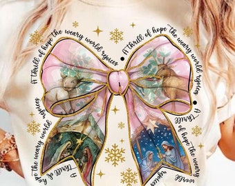 Jesus Christmas Coquette Bow Png, Christian Christmas Png, Nativity Scene Png, Baby Jesus Png, Bible Verse Png, Glitter, Pink Christmas Png