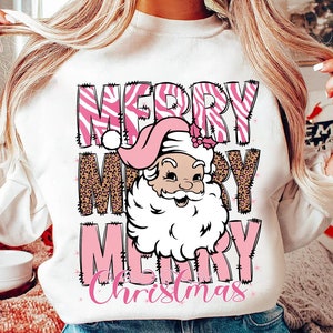 Leopard Merry Christmas PNG, Pink Christmas Png, Christmas Png, Retro Christmas Png, Santa Claus Png, Christmas Sublimation Designs