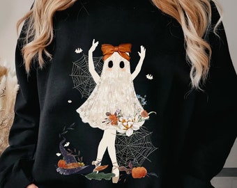 Halloween Lace Ghost Png, Spooky Coquette Png, Girly Ghost Orange Bow Png, Lacey Ghost Png, Spooky Season Png, Halloween Ghost Png