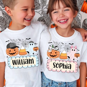 Personalized Kids Ghost Pumpkin Png, Boys/Girl Ghost, Kids Halloween PNG, Bow Ball Cap Kids Halloween Design, Ghost Halloween Design