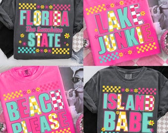 Sunshine Png Beach Life Bundle PNG Summer PNG Neon Trendy Summer Shirt Design Distressed Beach PNG Lake Pool River Png Sun