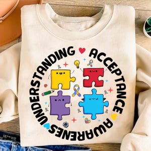 Autism Awareness Understanding & Acceptance Png, Autism Awareness Month Png, Autism Spectrum Puzzle Heart, Special Education, Neurodiversity