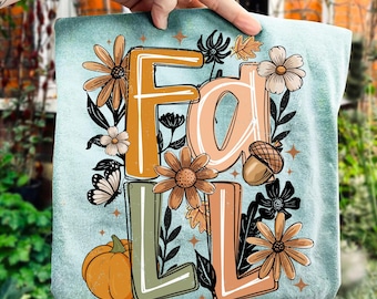 Floral Fall Coquette Png, Boho Pumpkin Png, Vintage Autumn Shirt Design, Pumpkin Spice Png, Retro Fall Vibes Sublimation, Girly Fall Png