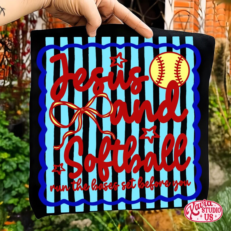 Striped Christian Softball Mom Png, Game Day Jesus and Softball Png ...