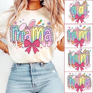 Coquette Easter Mama Bundle Png, Nana Mimi Gigi Easter Png, Easter Coquette Png, Happy Easter Day Png, Brushstroke, Dalmatian Dots