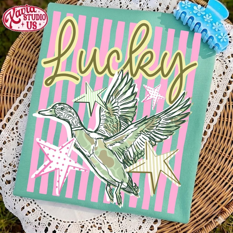 Duck Striped Design, Funny Animal Meme Design, Retro Summer Coastal Preppy Stripes, Boutique Png, Flying Mallard Duck Digital Download