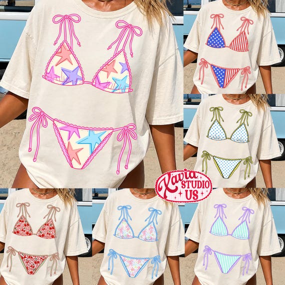 Summer Bikini PNG Bundle, Faux Patchwork Summer Png, Retro Summer png, Leopard Patchwork, Lake Girl Png, Summer Bikini Png, Bikini png