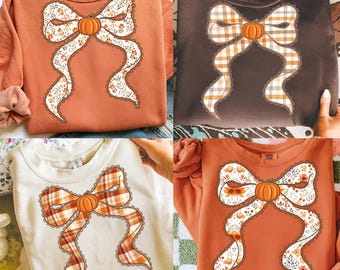 Coquette Floral Fall Pumpkin Bow Bundle png, Coquette Pumpkin Lace Bow png, Ditsy Floral Fall png, Autumn png, Fall png, Pumpkin Spice Png