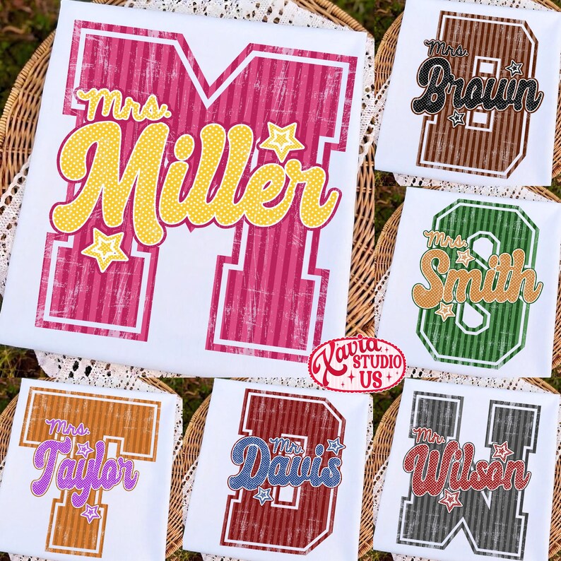 Custom Name Teacher png, Back To School Teacher Png, Striped School Png, School Teacher Trendy Png, Polka Dots Png, Teacher Appreciation