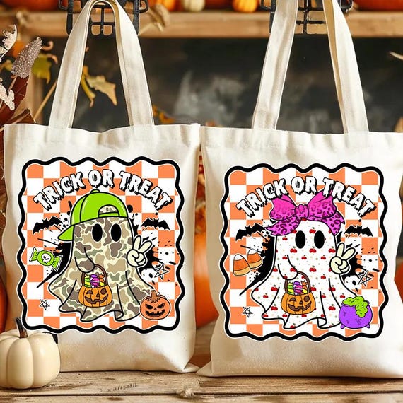 Halloween Bag Png, Kids Halloween PNG, Retro Ghost PNG, Trick or Treat Bag Png, Cute Kids Halloween Gift Design, Halloween Name Png