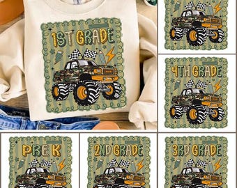 Preppy Back To School Bundle For Boys Bundle PNG, School Boy PNG, Truck For Boy, Pre-K Kindergarten 1st/2nd 3rd Grade Png Sublimation Design