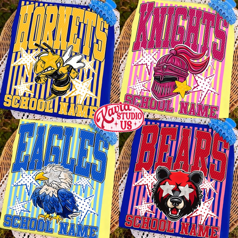 Custom Mascot Neon Striped Png, School Spirit Design, Neon Test Day Png, Preppy Whimsy Png, Back To School Sublimation, Test Day