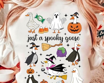 Just a Spooky Goose Doodles PNG, Funny Halloween Goose png, Goose in Halloween Costumes Sublimation, Cute Horror png, Spooky Goose png