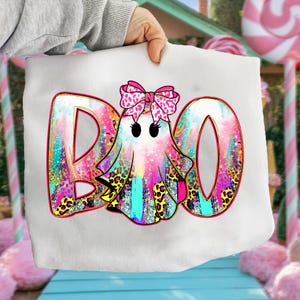 プレッピーゴーストブーPNG、不気味なコケットPNG、ヒョウゴーストPNG、ハロウィンPNG、秋PNG、トレンディPNG、トレンディハロウィンPNG、デジタルダウンロード