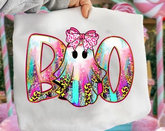 Preppy Ghost Boo PNG, Spooky Coquette PNG, Leopard Ghost PNG, Halloween Png, Fall Png, Trendy Png, Trendy Halloween Png, Digital download