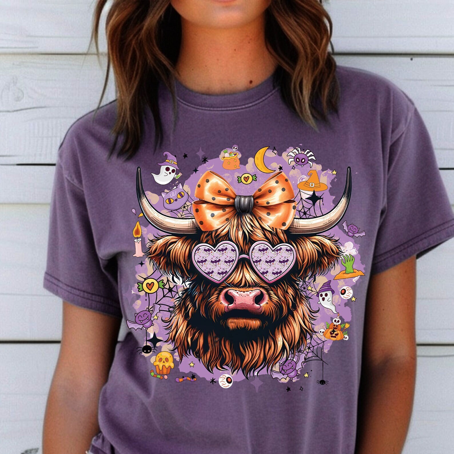Highland Cow Halloween Png, Halloween Png, Western Halloween,Halloween Shirt, Fall Png,Retro Halloween Png,Spooky Season Png,Funny Halloween