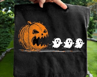 ハロウィンコスチュームPNG、不気味な季節PNG、トレンディなハロウィンカボチャが幽霊を追いかけるPNG、秋の雰囲気、面白いブーゴーストシャツ、デジタルダウンロード