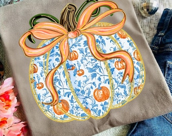 Coquette Pumpkin Grandmillennial PNG, Grandmillennial Coquette PNG, Fall PNG, Pumpkin Png, Fall Bow Png, Cute Fall Png, Preppy Fall Png