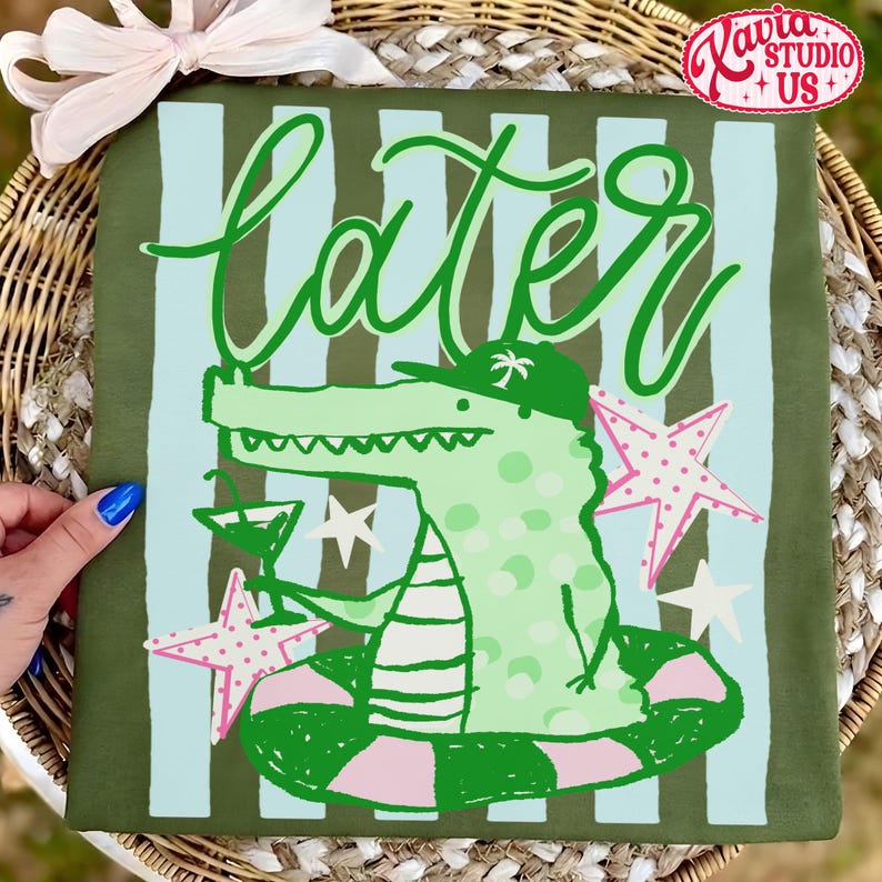 Alligator Script Trendy Later Gator Png, Striped Last Day of School Sublimation Design ...