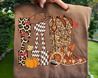 Cowboy Checkered Fall Png, Fall Pumpkin Png, Howdy PNG, Fall Png, Autumn Shirt Design, cowboy boots cow, Western Halloween Ghost Sublimation