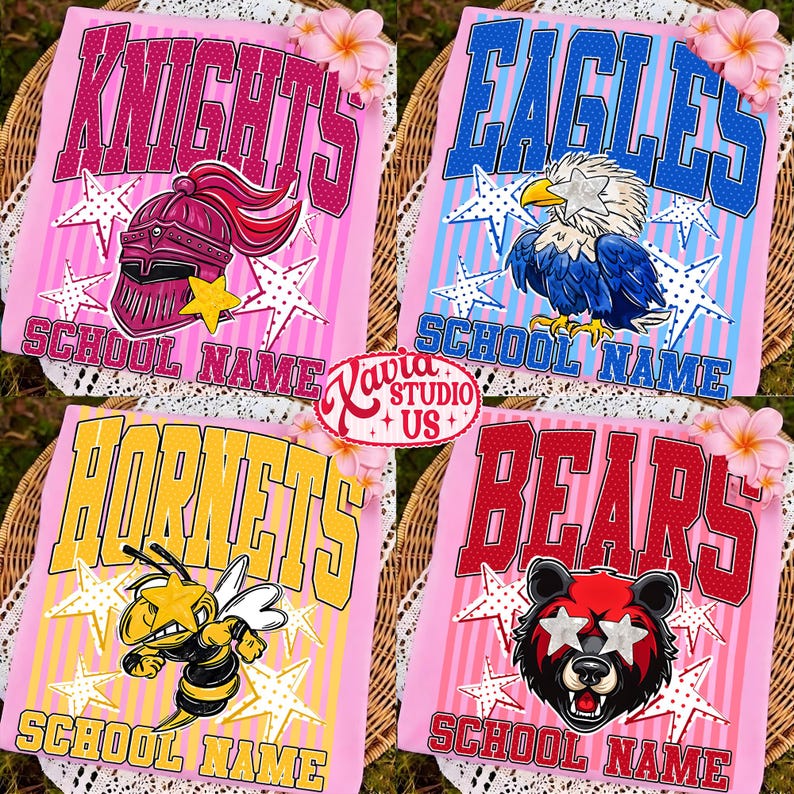 Custom Mascot Neon Striped Png, School Spirit Design, Neon Test Day Png, Preppy Whimsy Png, Back To School Sublimation, Test Day image 4