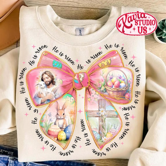 He Is Risen Bow Png, Easter Coquette Bow Png, Retro Easter Png, Easter Bunny Png, Easter Coquette Png, Floral Spring Png, Pink Easter Png
