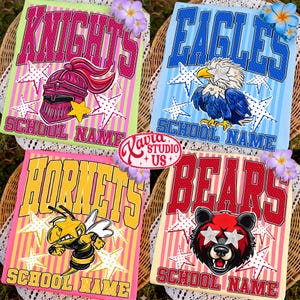 Custom Mascot Neon Striped Png, School Spirit Design, Neon Test Day Png, Preppy Whimsy Png, Back To School Sublimation, Test Day image 9