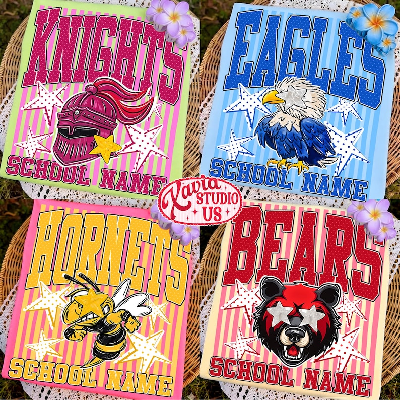 Custom Mascot Neon Striped Png, School Spirit Design, Neon Test Day Png, Preppy Whimsy Png, Back To School Sublimation, Test Day image 9