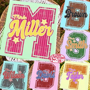 Custom Name Teacher png, Back To School Teacher Png, Striped School Png, School Teacher Trendy Png, Polka Dots Png, Teacher Appreciation