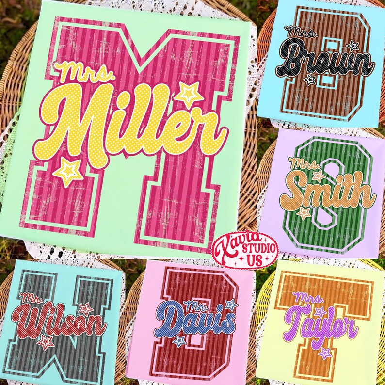 Custom Name Teacher png, Back To School Teacher Png, Striped School Png, School Teacher Trendy Png, Polka Dots Png, Teacher Appreciation