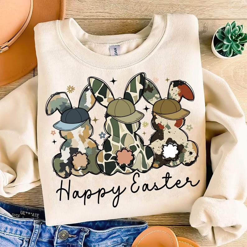 Happy Easter Png, Egg Hunter Bunny Png, Boy Bunny With Backwards Cap Png, Camo Easter Bunny Png, Kids Easter Doodle, Boy Camo Easter Png